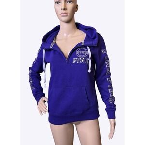 Victorias Secret Love Pink XS Purple 1/2 Zip Hoodie With Sequined Details & Kang